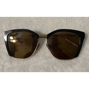 SEE Eyewear 2588 C1 Sunglasses 57-16-145 Black Gold Cat Eye Made Italy